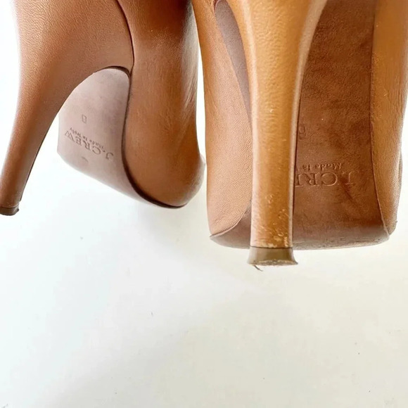 J. CREW Size 6 Tan Dark Brown Leather Round Toe Stiletto Heels - Picture 8 of 8